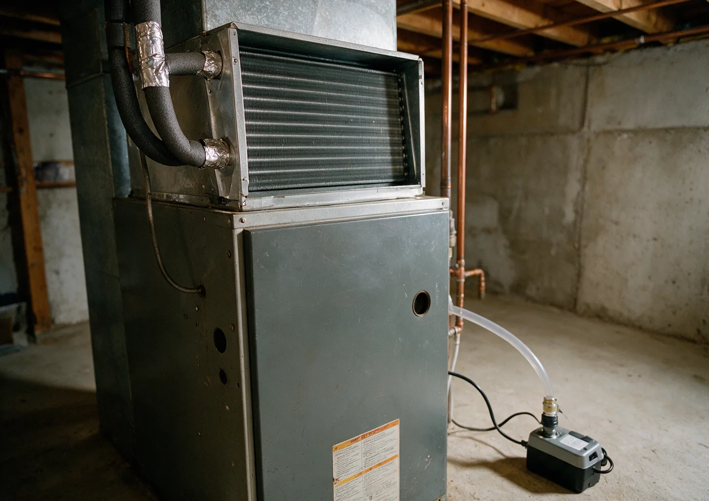 A furnace with a cased coil
