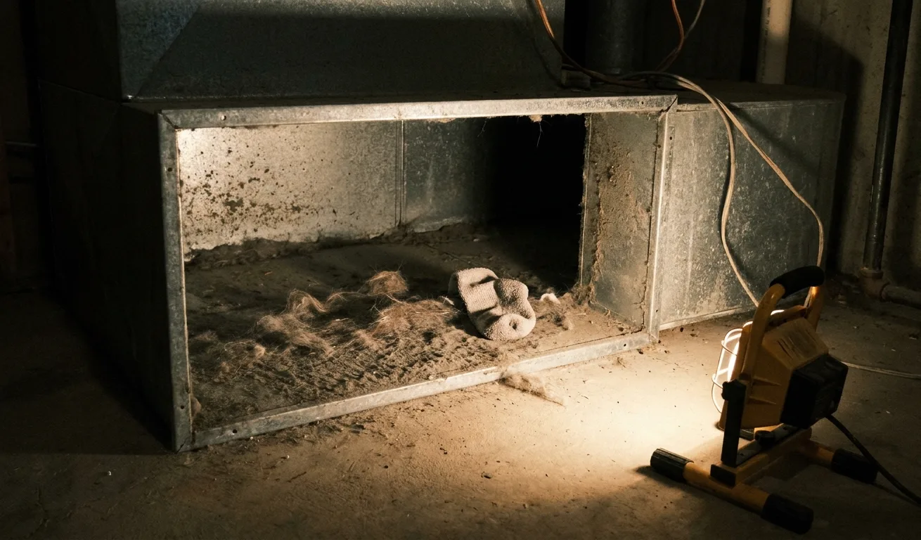 Debris inside a return duct