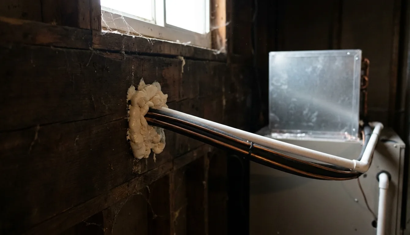 New line set through a wall