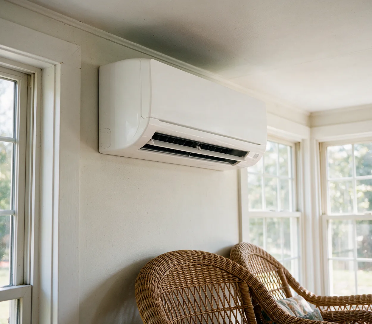A mini-split in a sunroom